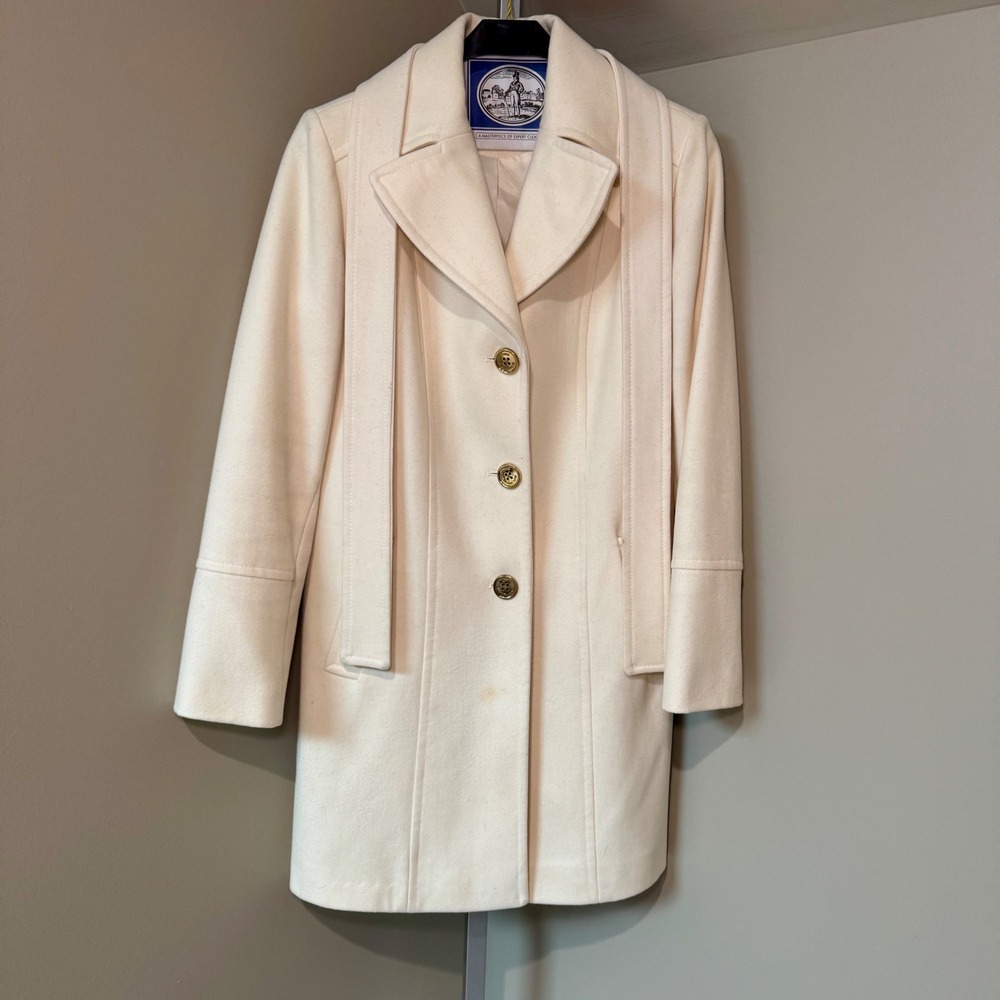 MICHAEL‎ MICHAEL KORS Cream Wool Blend Coat Women Size 6 Gold Buttons